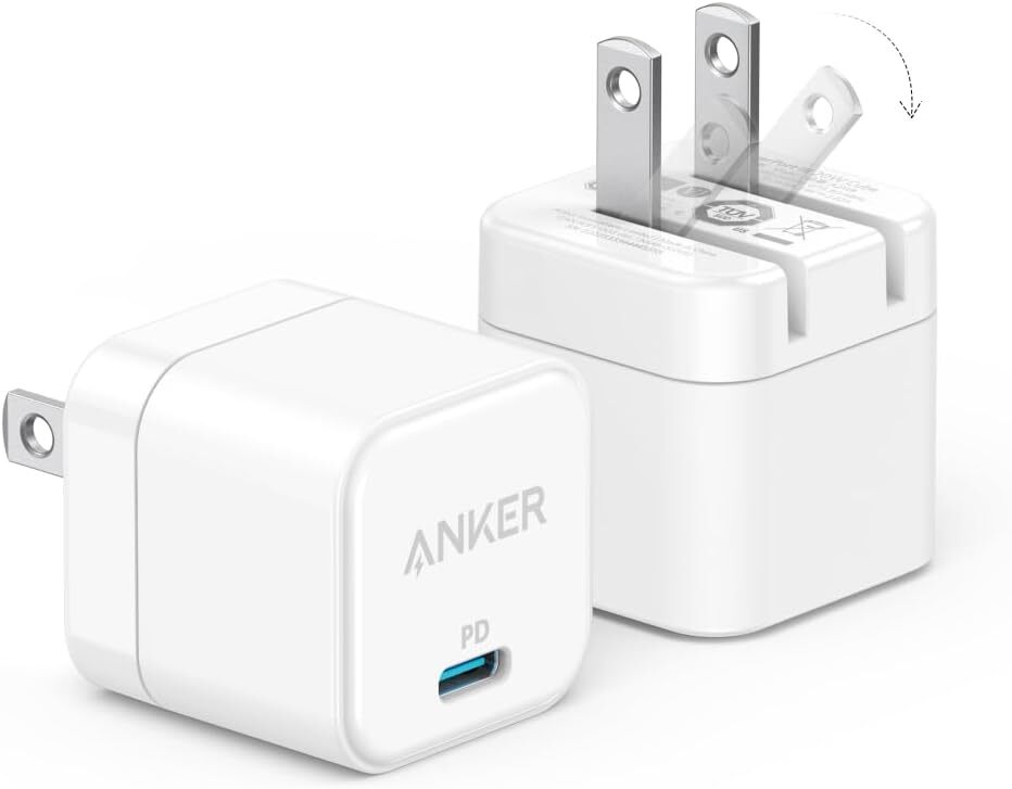 Anker USB C Charger, Anker 2-Pack Fast Charger with Foldable Plug 20W