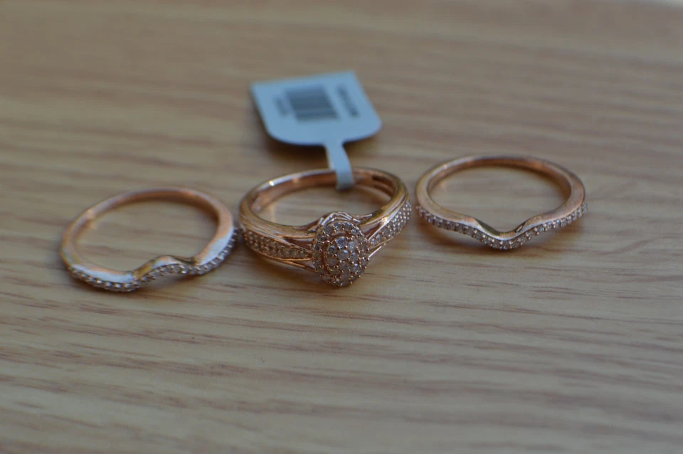 0.50ct Pink Diamond Stackable Rings(3) 14K Rose Gold over Sterling Silver Size 8 - Image 3 of 4