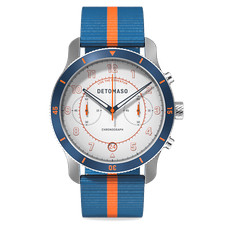 DETOMASO VENTURE Uomo Cronografo Bianco Acciaio chirurgico Nastro in nylon Nuovo