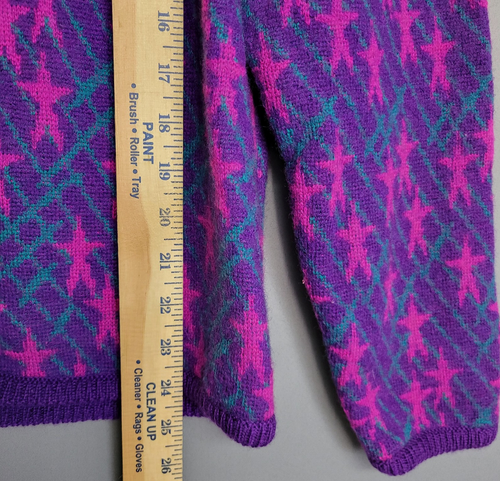 Vintage The Very Little Thing Cardgan Pullover Damen M gekochte Wolle lila rosa - Bild 8 von 11
