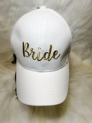 Lilly s Hats Rhinestone Ball Cap, Quilted Front, Bride Gold Color Design.