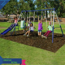 backyard discovery castle grey metal swing set and outdoor playground