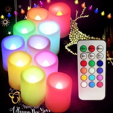 Sweetime Colored Flameless Votive Candles With Timer Color Changing LED Tea Ligh