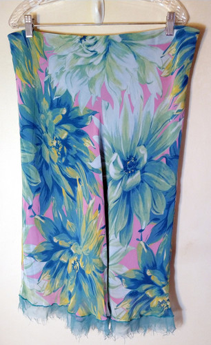 AMOROSÉ WOMEN'S SIZE LARGE SPRING & SUMMER SKIRT LINED MULTICOLOR PINK BLUE - Picture 1 of 8
