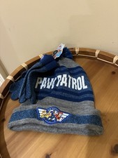 Paw Patrol Boys Blue  Stripe Beanie Gloves Set boys 4-7 NWT
