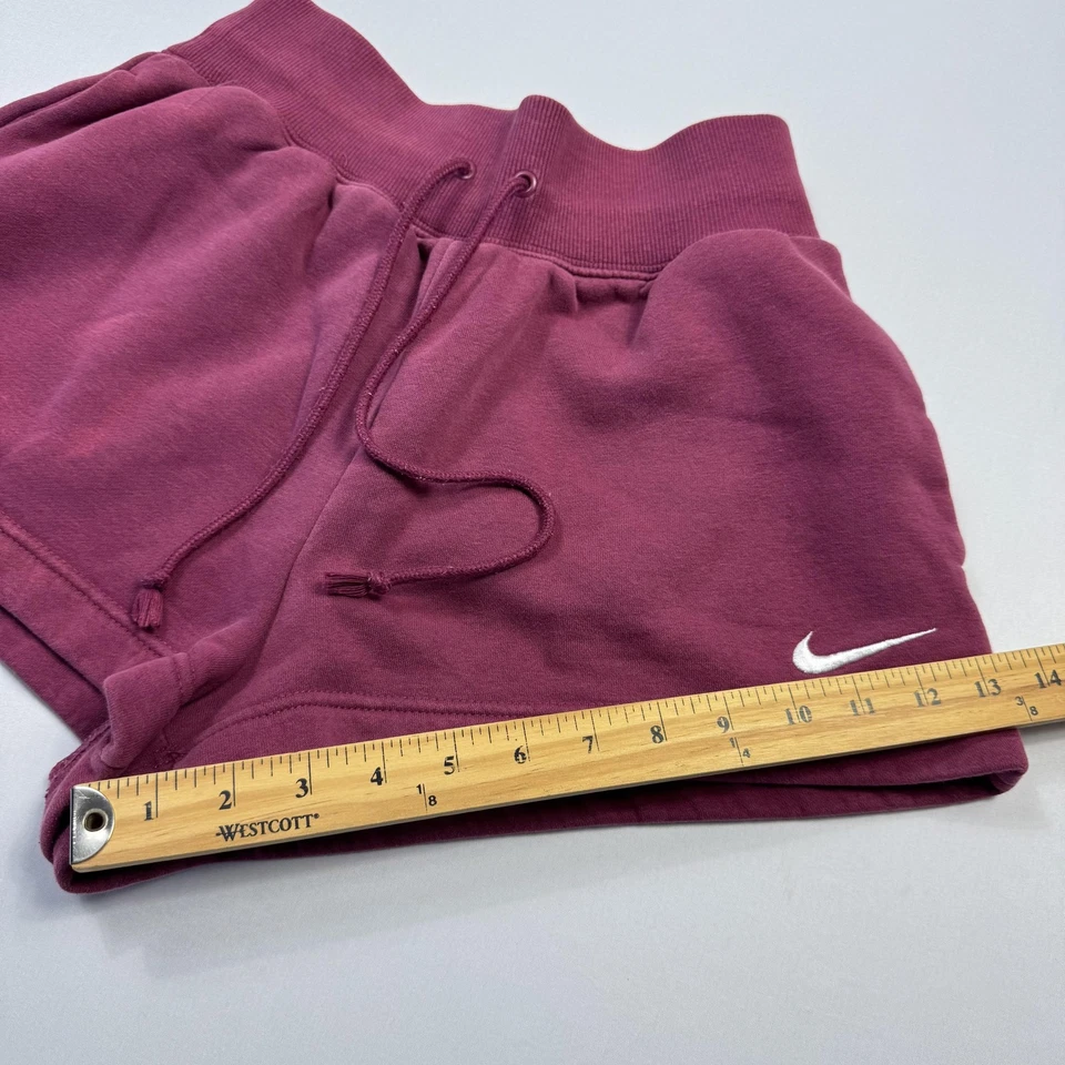 Nike Shorts Womens Small Burgundy Fleece Drawstring Swoosh Logo Athletic Lounge - Image 4 of 4