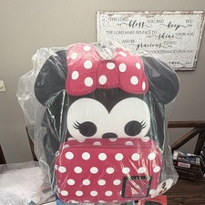 Loungefly Disney Minnie Mouse Polka Dot Mini Backpack Black Red White