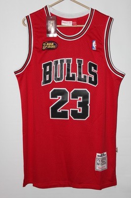 red 1997-98 Chicago Bulls Michael Jordan (23) stitched Mitchell