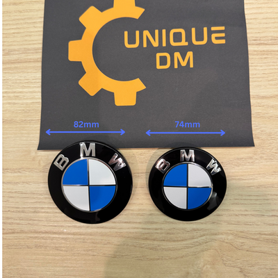 Stemmi BMW All Black 82mm Anteriore E 74mm Posteriore – Emblemi Con Grommet – E/F/G Chassis