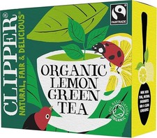 Clipper Organic Lemon Green Tea Bags 80 Pack Fairtrade Unbleached Eco UK 0.06 per strip
