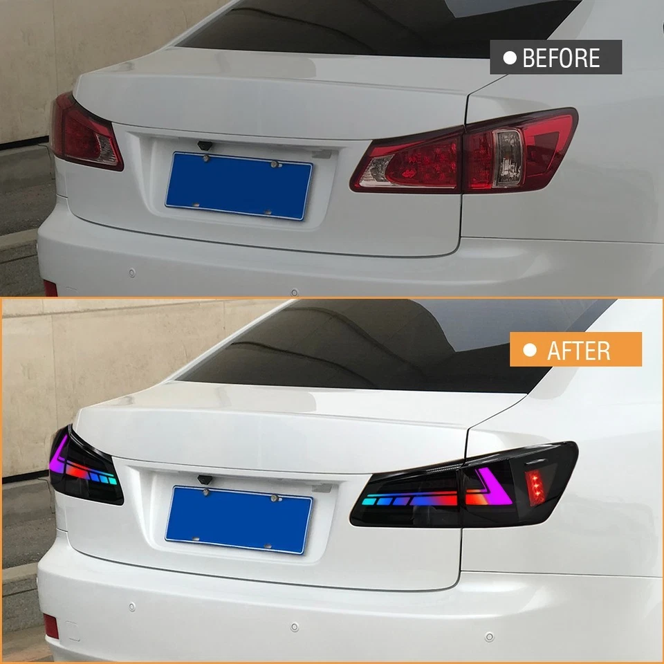 Luces traseras LED RGB aptas para Lexus IS250 IS350 ISF 2006-2013 animación lámpara trasera Foto 3 de 4