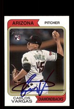 Signed Baseball Card Auto Carlos Vargas 2023 Topps Heritage #552 Diamondbacks
