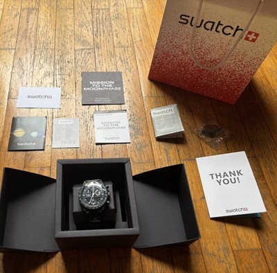 Swatch x Omega MoonSwatch Mission to the Moonphase Black Full Set mit Box 