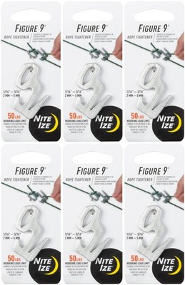 Nite Ize Figure 9 Rope Tightener, Small - Aluminum (6-Pack)
