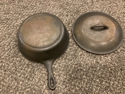 Lodge # 8 3 Notch Vintage Cast Iron Chicken Fryer 10-1/4 diameter With Lid