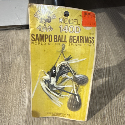 Vintage Strike King 140D Spinnerbait Sampo Ball Bearings 1/4oz Black White