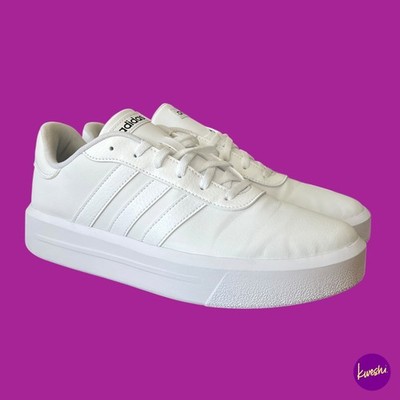 Adidas Damen Court Plateau, Kunstleder, weiß, UK 7,5 | EU 41,5 | US 9