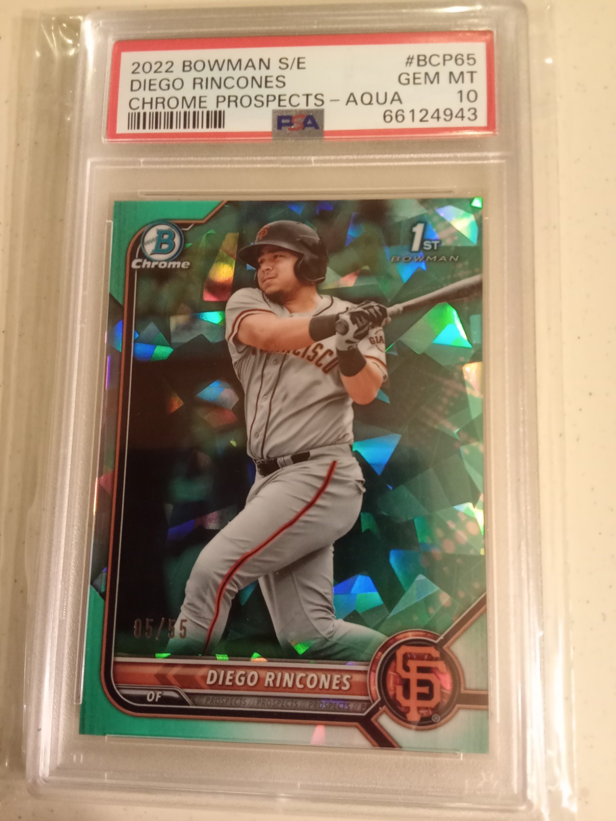 2022 Bowman Chrome SAPPHIRE Diego Rincones #5/55 AQUA REFRACTOR #BCP65 PSA 10