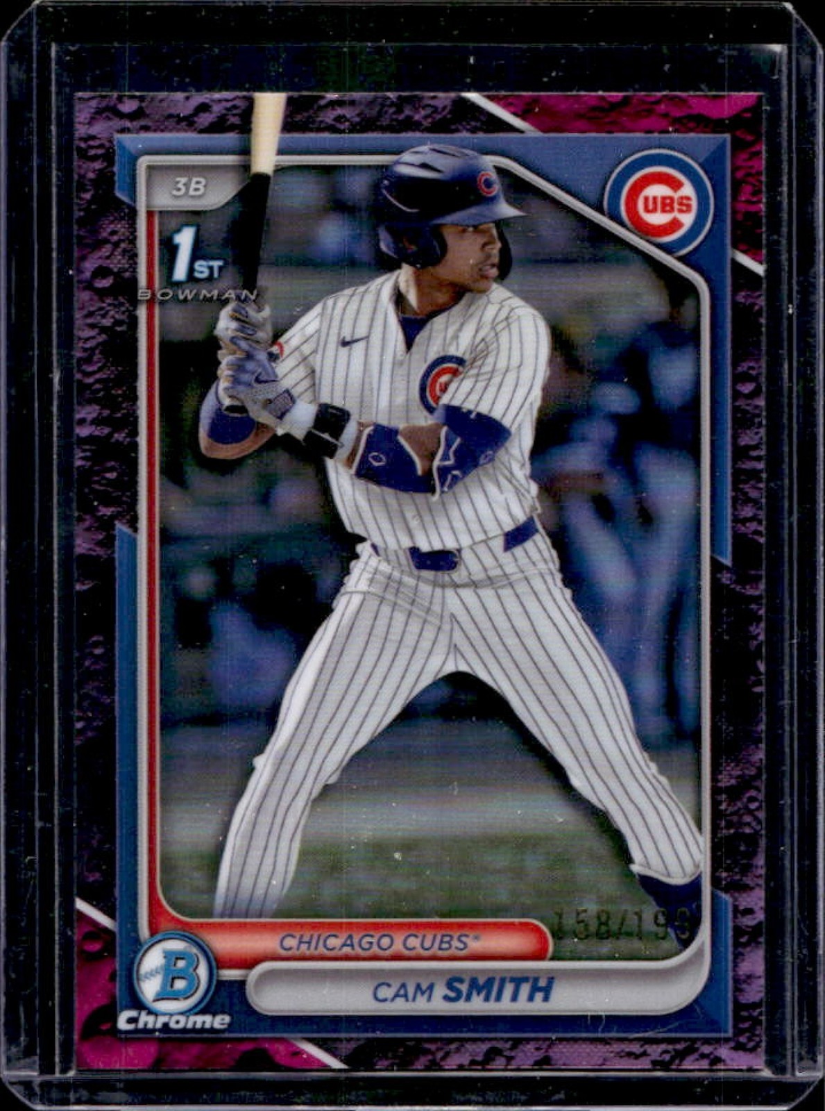 2024 Bowman Draft Cam Smith Chrome Fuchsia Lunar Refractor 1st #/199 Cubs