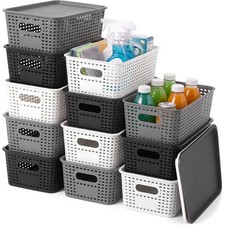 10 Pack Stackable Plastic Storage Bins with Lids