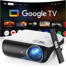 Official Licensed Google TV Smart Projector, HAPPRUN 4K UHD Home Theater with Do