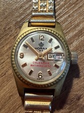 Vintage Working Horax 23 Calendar Antimagnetic Ladies Mechanical Wind Up Watch
