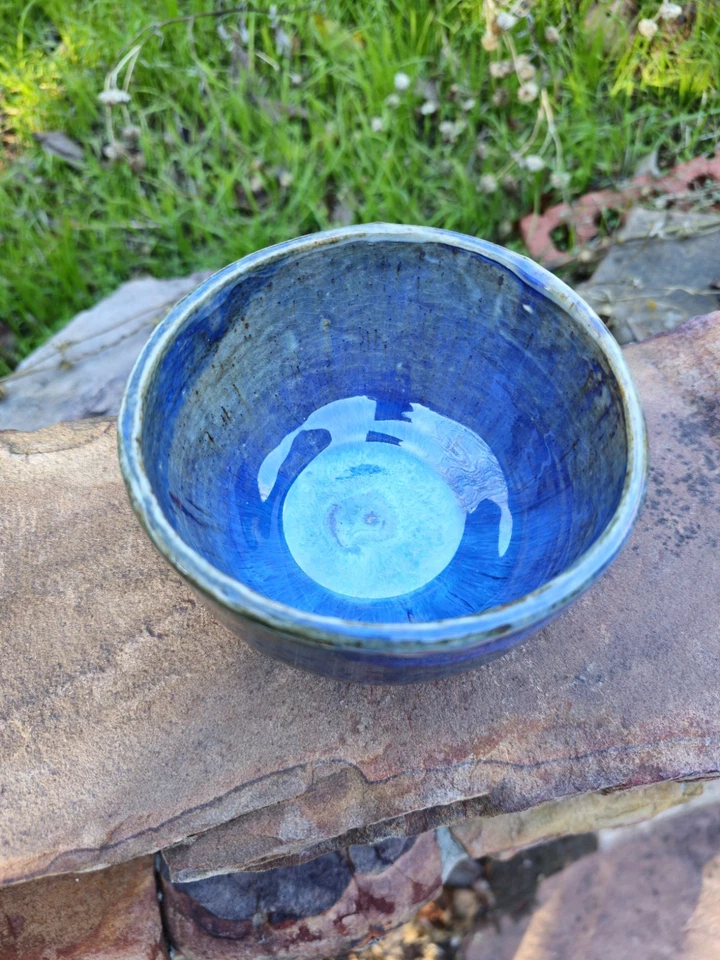 Tazón de té Chawan estilo japonés fuego azul con patas hecho a mano cerámica cerámica ARTE  Foto 3 de 4