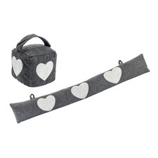 Image of Herringbone Door Stop & Draught Excluder Set Pattern Draft Block Doorstop Heart
