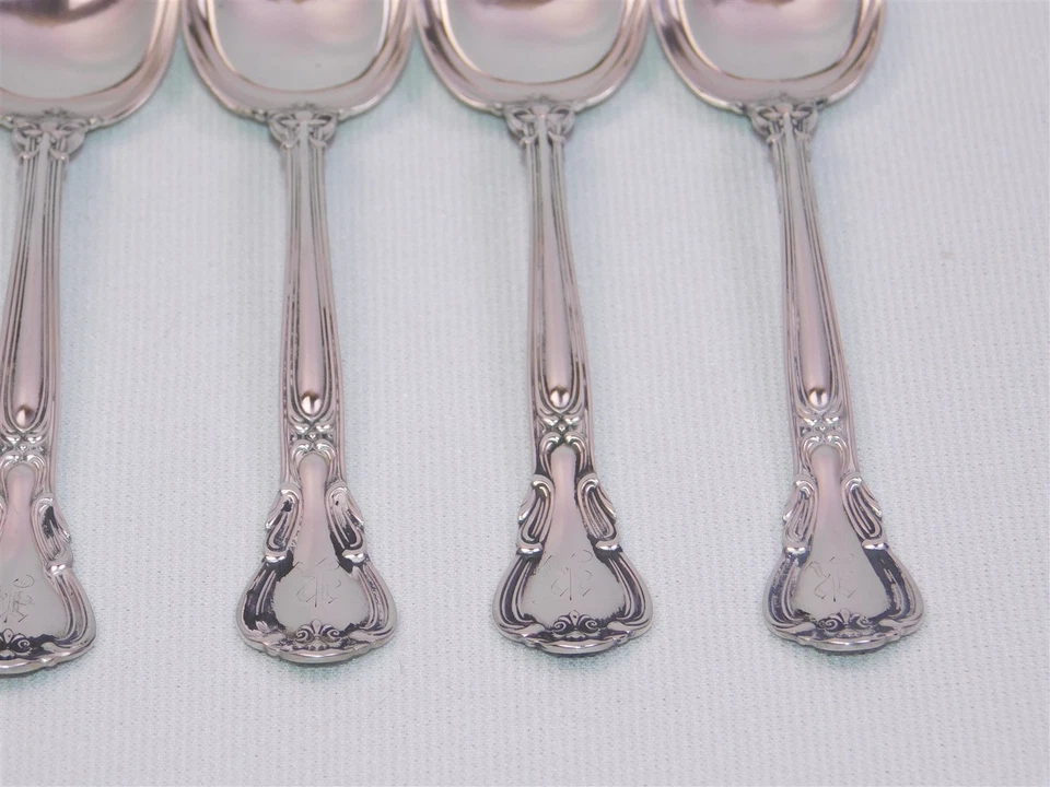 6 cucharas antiguas Gorham de plata esterlina con monograma R cinco en punto 95 g Foto 3 de 4