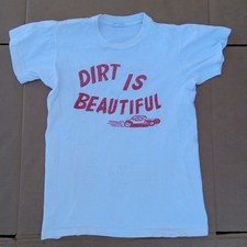 Vtg 70s Rolling Wheels Raceway Elbridge NY T Shirt Dirt Is Beautiful Conn Knit M