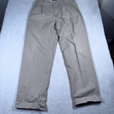 Ralph Lauren Polo Chino Pants Mens 36x32 Khaki Pleated Cuffed 100 Cotton USA