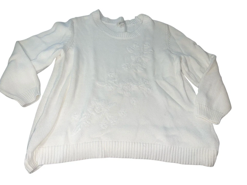 Suéter para mujer Style & Co 2X talla grande tonal bordado con flores venta al por menor $69,50 Foto 3 de 4