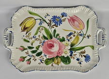 Vassoio Antico Capodimonte - Ceramica Firmata N Coronata - Decoro Floreale 45 cm