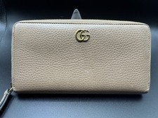 GUCCI GG Marmont Taupe Leather Zip Around Long Wallet