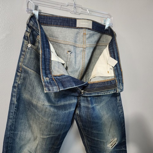Everlane The Cotton Slim-Fit Denim Jeans Mens 32x30 Distressed Medium Wash Taper - Picture 17 of 21