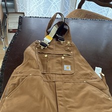 Carhartt Lined Overalls Zip To Thigh Men NWOT Never Worn Duck Bib Brown