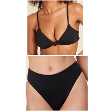 Andie bikini Set Santorini Top 90s High Waisted Bottom black size S NWT