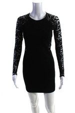 Parker Womens Lace Long Sleeves Body Con Dress Black Size Extra Small