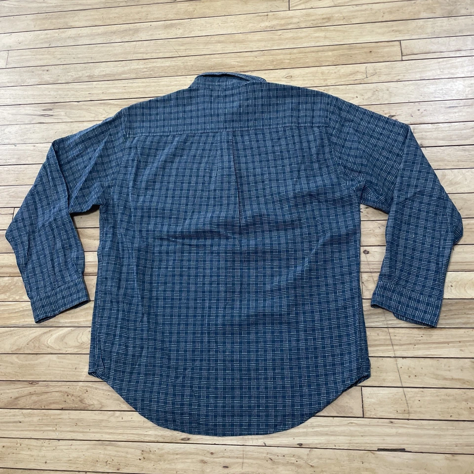 The Territory Ahead Button Shirt Men L Green Blue Plaid Textured Cotton Capsule - Image 2 of 4
