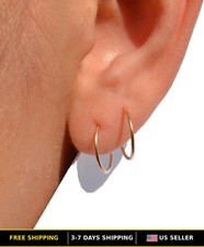 14K Gold Dainty Thin Hoop Earrings for Women  Minimalist Small Hoops