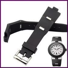 Black Rubber silica gel strap for Bvlgari Watch Strap with notch 22x8 24x8mm