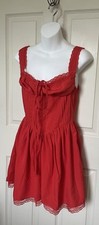 Pretty Little Thing Corset Mini Dress Red Lace Sexy Womens 2 NWT
