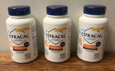 3 Packs, Citracal Petites + D3 Calcium Citrate - 200 Coated Caplets Exp. 09/2027