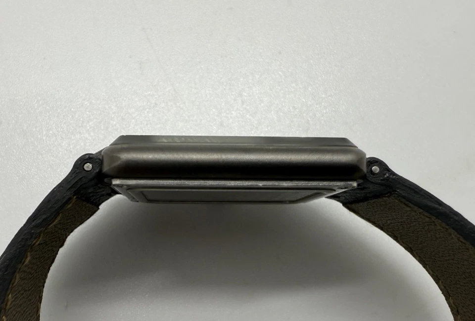 Tissot 1992 Two Timer Analog Digital Gray Watch Swiss Black Leather Band RARE X - Image 4 of 4