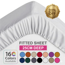 Extra Deep 25 cm Full Fitted Sheet Bed Sheets Single Double King Super King Size
