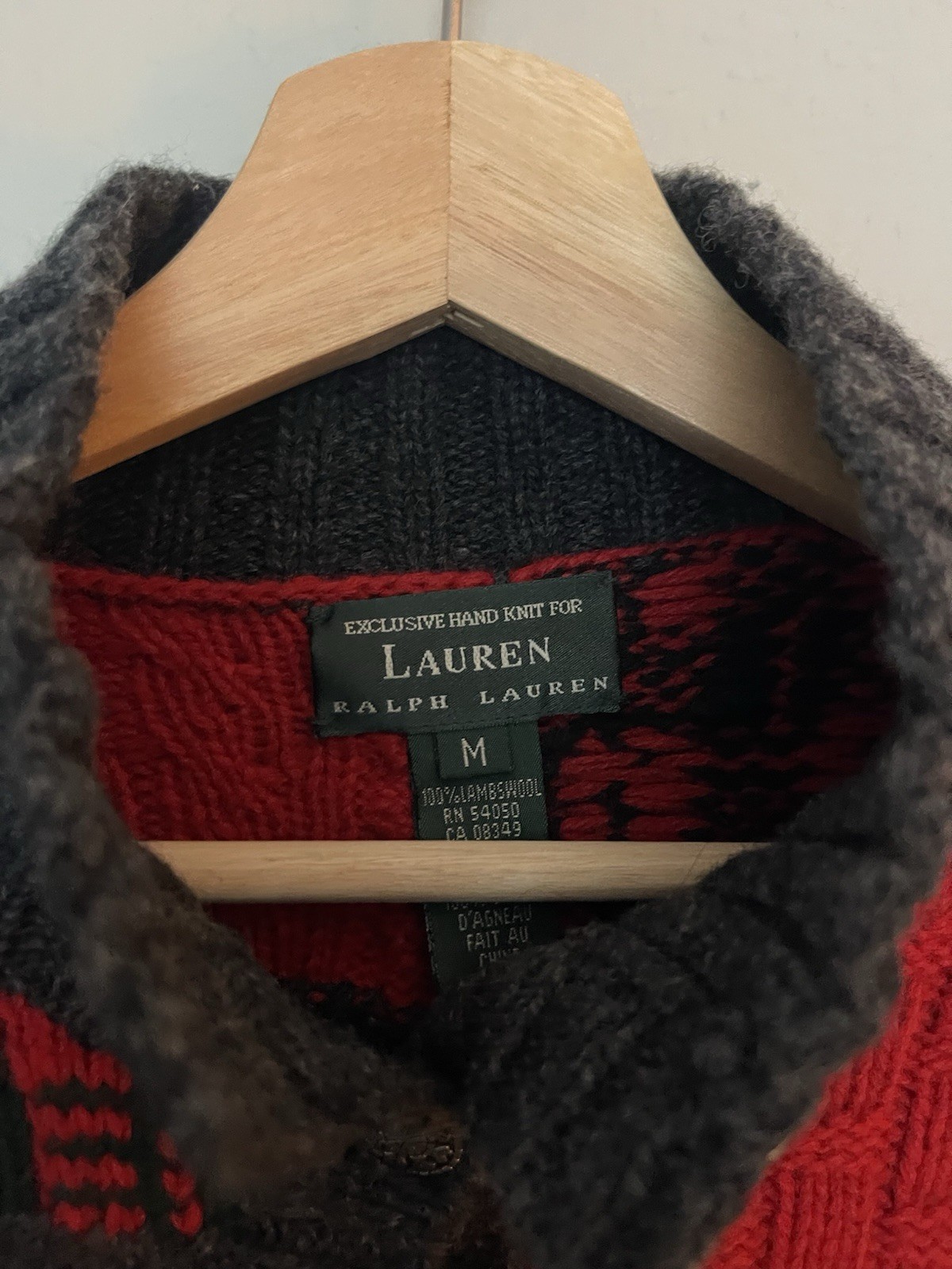 Ralph Lauren Cardigan Size Medium Sweater Polo VTG Ski Patchwork Snow Red image 4