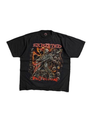 Vintage The Exploited Punks Not Dead T shirt Tee Faded Washed Metal Rock Band L
