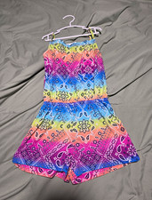 Old Navy Girls Size 5 Multicolor Paisley Rayon Romper Sleeveless V-Neck Pullover