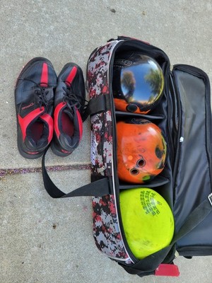 HAMMER 3 Ball Bowling Ball Set With Rolling Bag And 12M Shoes