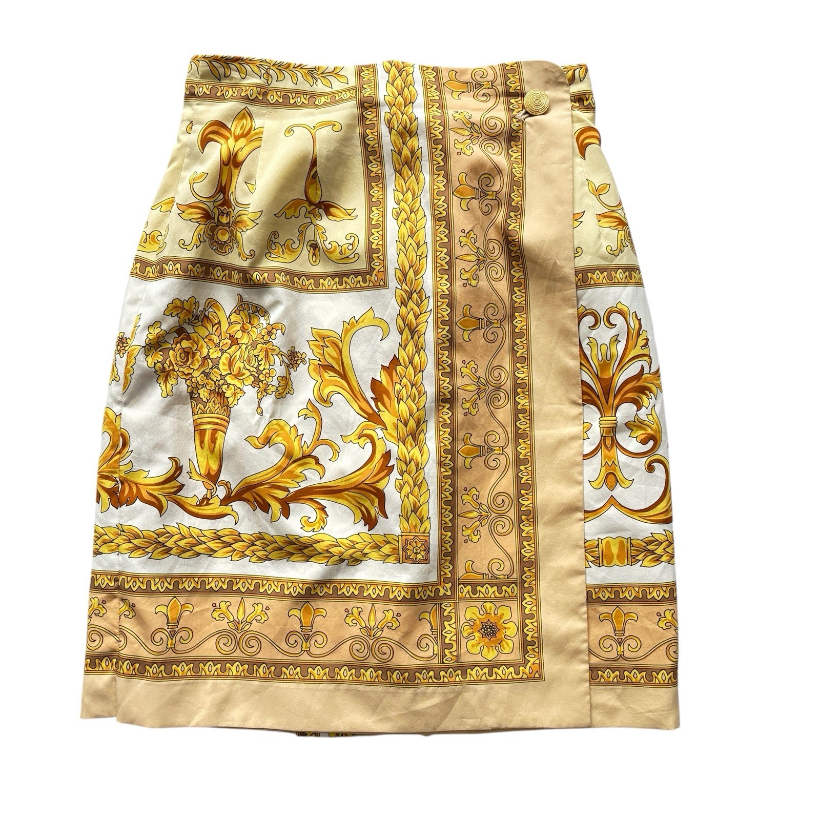 Vintage Skirt 90s Baroque Print Knee Length Retro Boho Indie 6 - 8 image 2